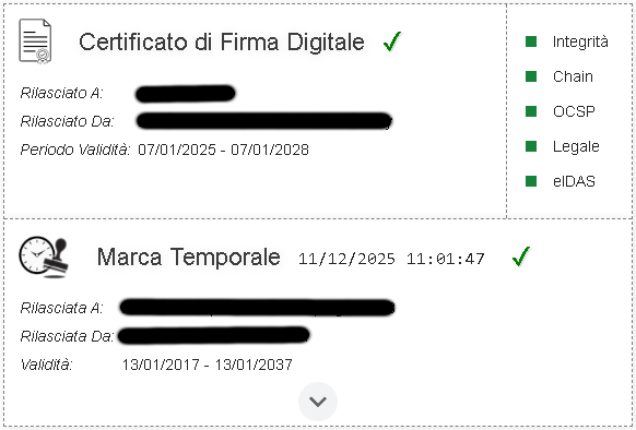 Esempio di certificato con marca temporale